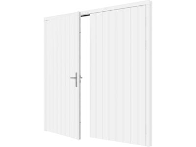 Trendhout Plaatdeur dubbel XL - 2 deuren - 120x211,5 cm + kozijn 254x219 cm - wit (incl. hang en sluitwerk)- - Hout- Trendhout