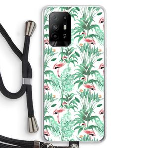 Flamingo bladeren: Oppo A95 5G Transparant Hoesje met koord