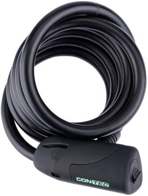CONTEC Ct curly cable lock sloc 10 mm x 150 cm, black