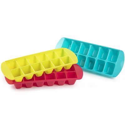 3x stuks IJsblokjes/ijsklontjes maken bakjes in 3 felle kleuren 29 x 11 cm