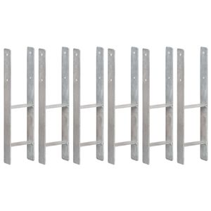 VidaXL Grondankers 6 st 14x6x60 cm gegalvaniseerd staal zilverkleurig