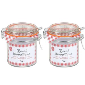 Voorraadpot/bewaarpot - 2x - 250 ml - glas - met beugelsluiting - D8.5 x H10 cm