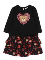 Moschino Kids Teddy Bear-motif jersey-fleece dress - Noir