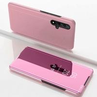 Galvaniseren spiegel horizontale Flip lederen case voor Huawei Honor 20 met houder (Rose goud)