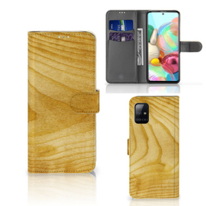 Samsung Galaxy A71 Book Style Case Licht Hout