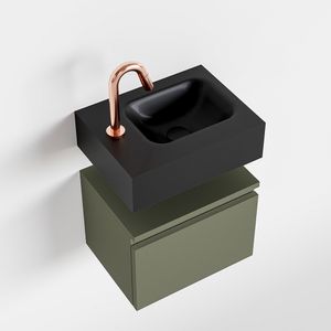 Toiletmeubel Mondiaz Andor | 40 cm | Meubelkleur Army | Lex vrijhangend wastafel Urban Rechts | 1 kraangat