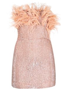Retrofete robe courte à détails de plumes - Rose