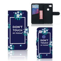 Google Pixel 3A Portemonnee Hoesje Flowers Blue DTMP - thumbnail