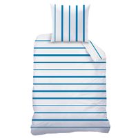 Matt & Rose Dekbedovertrek Blue Stripes - Eenpersoons - 140 x 200 cm - Katoen - thumbnail