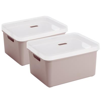 Sunware opbergbox - 2x stuks - 32 liter - roze - kunststof - transparante deksel - 45x35x24 cm Sunware opbergbox - 2x stuks - 32 liter - roze - kunststof - transparante deksel - 45x35x24 cm