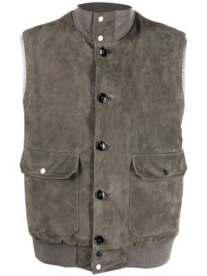 Kiton gilet en daim à design matelassé - Marron