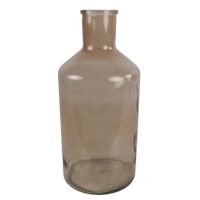 Countryfield Vaas - zand/beige - transparant glas - XXL fles vorm - D24 x H52 cm - thumbnail