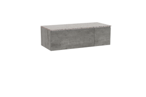 Storke Edge zwevend badmeubel 120 x 52 cm beton donkergrijs met Tavola enkel of dubbel wastafelblad in mat wit/zwart terrazzo