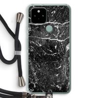 Zwart marmer: Pixel 5 Transparant Hoesje met koord