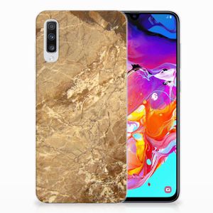 Samsung Galaxy A70 TPU Siliconen Hoesje Marmer Creme