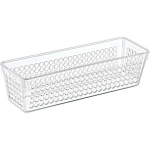 Organizer/opbergmandje - kunststof - transparant - 0.8L - 23 x 7.5 x 6 cm