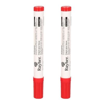 2x stuks rode textielstift met dikke punt