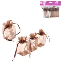 Geschenkverpakking organza bruin 9 cm set van 4 | 24 stuks