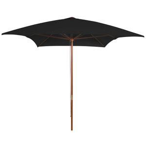 VidaXL Parasol met houten paal 200x300 cm zwart