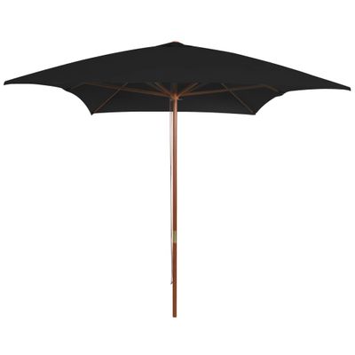 VidaXL Parasol met houten paal 200x300 cm zwart