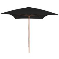 VidaXL Parasol met houten paal 200x300 cm zwart - thumbnail