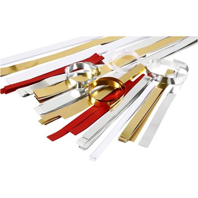 Creativ Company Vlechtstroken, l: 44+78 cm, d 4,5+6,5+11,5 cm, b: 10+15+25 mm, inhoud kan variëren , goud, rood, zilver, wit, 5000 stroken/ 1 doos