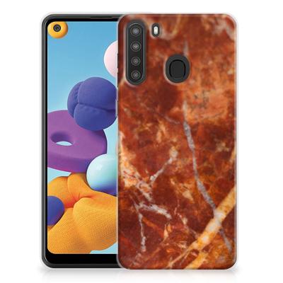 Samsung Galaxy A21 | TPU | Siliconen hoesje | Marmer Bruin