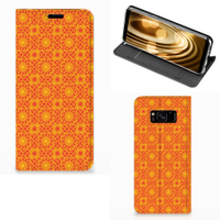 Samsung Galaxy S8 Hoesje met Magneet Batik Oranje - thumbnail