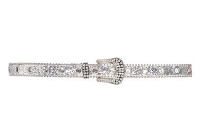 Riem zilver glitter met strass gesp
