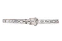 Riem zilver glitter met strass gesp