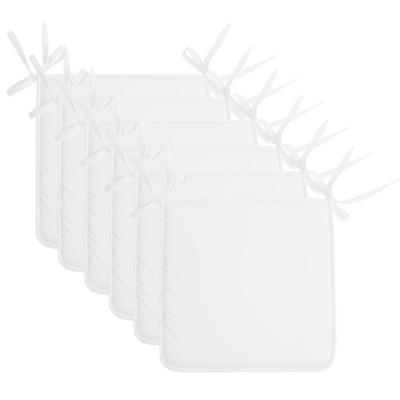 Stof Textile Home stoelkussens - 6x - wit - 38 x 38 x 3 cm - voor binnen - vierkant