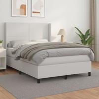 Boxspring met matras kunstleer wit 140x190 cm