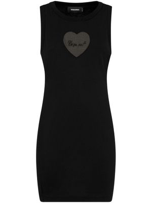 DSQUARED2 robe courte en coton à logo strassé - Noir