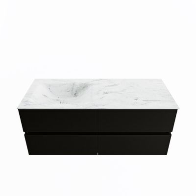 MONDIAZ VICA-DLUX 120cm badmeubel onderkast Urban 4 lades. Inbouw wastafel CLOUD links zonder kraangat, kleur Opalo.
