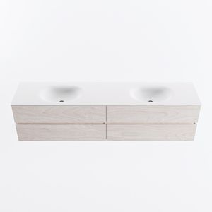 MONDIAZ VICA 200cm badmeubel onderkast Underlayment 4 lades. Wastafel MOON dubbel 2 kraangaten, kleur Talc.