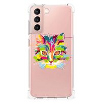 Samsung Galaxy S21 FE Stevig Bumper Hoesje Cat Color - thumbnail