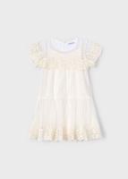 Mayoral Zomer jurk tule embroidery meisjes - bone wit