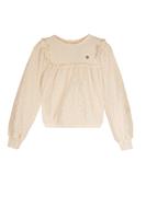NoNo Zomer blouse meisjes Ivoor wit - geborduurd mesh - lange mouw - Tirzy