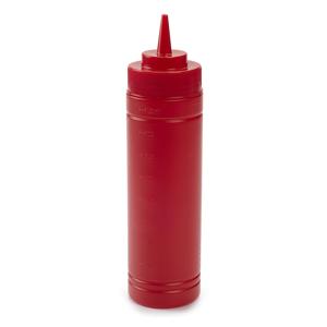 Doseerfles/sausfles rood - kunststof - met schenktuit - 500 ml - 25 x 6 Plasticforte