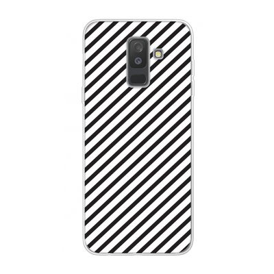 Strepen zwart-wit: Samsung Galaxy A6 Plus (2018) Transparant Hoesje