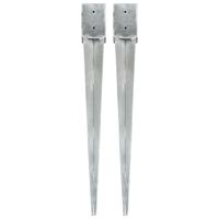 VidaXL Grondpinnen 2 st 10x10x91 cm gegalvaniseerd staal zilverkleurig