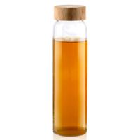 Glazen waterfles/drinkfles/sportfles - helder transparant - met Bamboe dop - 1000 ml Glazen waterfles/drinkfles/sportfles - helder transparant - met Bamboe dop - 1000 ml