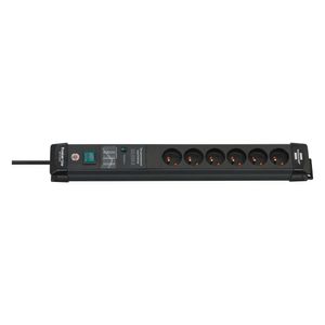 Brennenstuhl 1951164400 Premium-Line PDU/Stekkerdoos | 6 sockets Type E: Belgie | Aan/uit Schakelaar | Overspanningsbeveiliging | 3 meter | Zwart