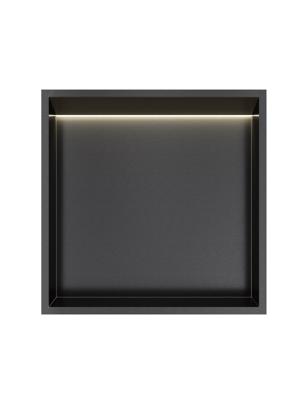 Hotbath &MORE Inbouwnis 30x30x10cm met LED IP44 Geborsteld Zwart PVD