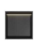Hotbath &MORE Inbouwnis 30x30x10cm met LED IP44 Geborsteld Zwart PVD