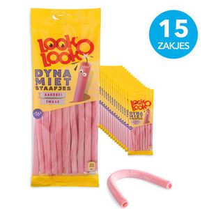 Look O Look Look O Look - Dynamietstaafjes Aardbei 110 Gram 15 Stuks