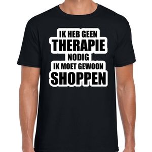 Cadeau t-shirt shoppen zwart heren - Geen therapie nodig ik moet gewoon shoppen - Hobby shirts