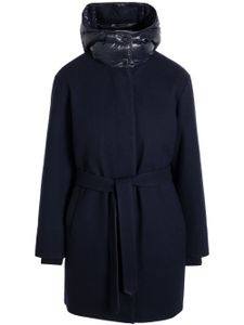 Norwegian Wool manteau ceinturé à capuche - Noir