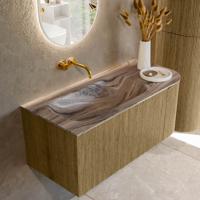 Badmeubel Mondiaz Kurve-Dlux | 105 cm | Meubelkleur Dusk | Wastafelkleur Sombra | Solid surface | Wasbak linker zijde spoelbak | Zonder kraangat(en)