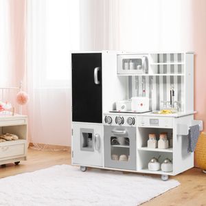 Kinderkeuken met Bord en Gesimuleerde Geluiden Houten Speelkeuken Incl. Speeltoebehoren Wit 83 x 32 x 80 cm